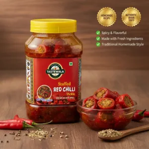 Tastewala Stuffed Red Chilli Pickle | Authentic Bihari Bharwa Lal Mirch ka Achar - 500g & 1kg
