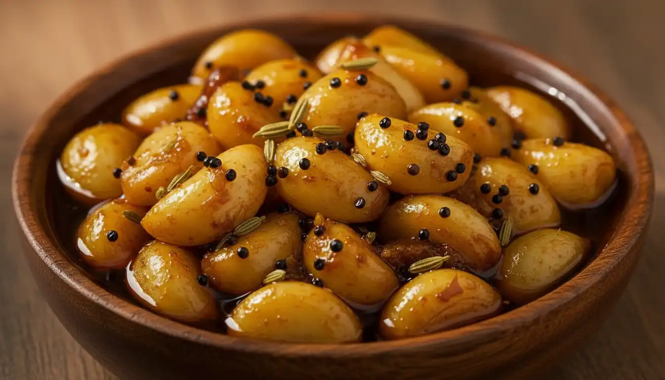 Close-up Texture of Spicy Garlic Pickle